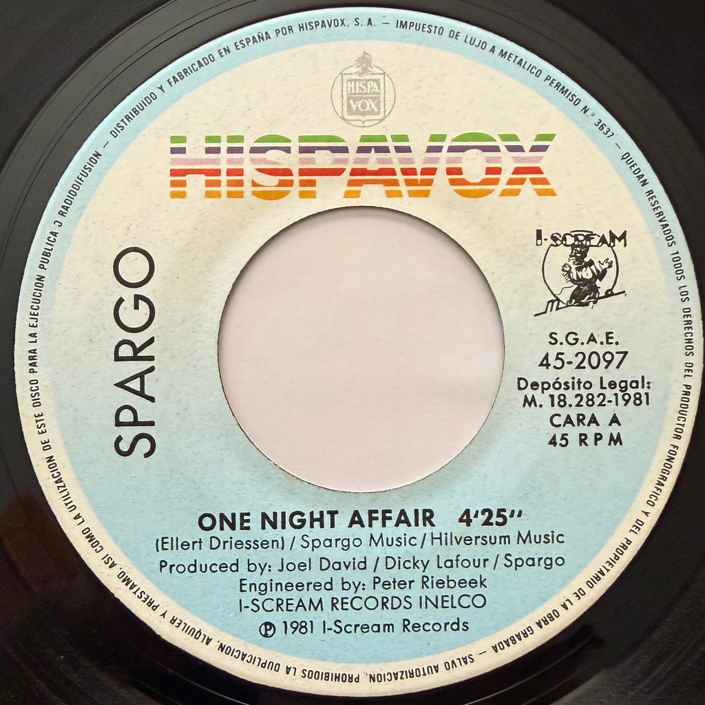 Spargo – One Night Affair • 7"