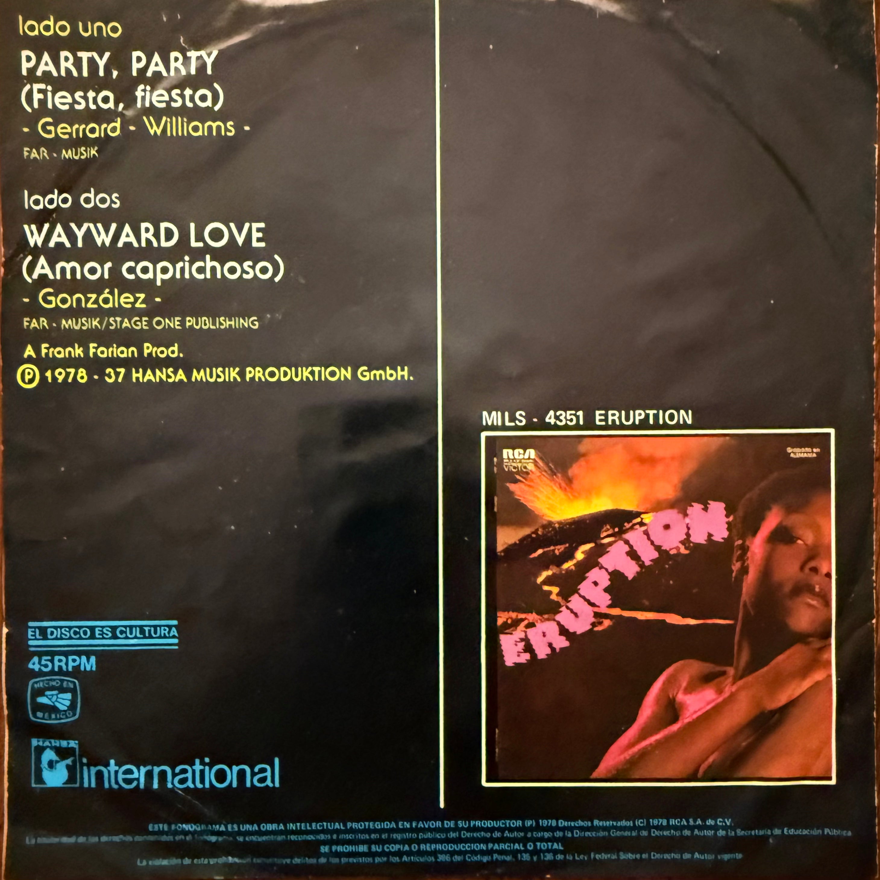 Eruption – Party, Party 7"