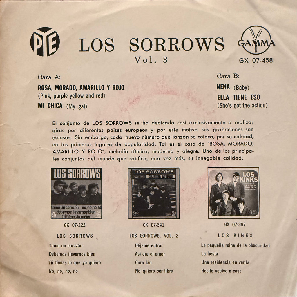 Los Sorrows – Rosa, Morado, Amarillo Y Rojo 7" EP